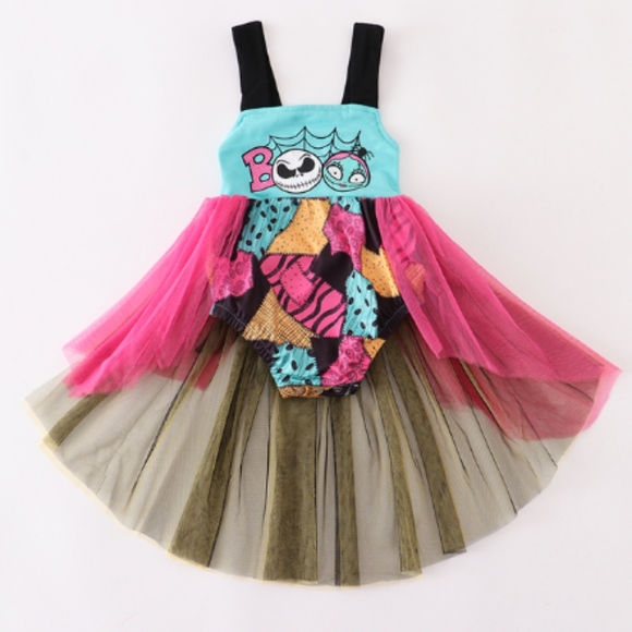 Nightmare Before Christmas Girls Jack Sally Costume Romper Baby Dress Halloween - Picture 1 of 1